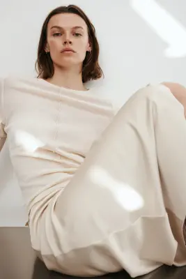 Jupe midi - Beige clair — photo 3