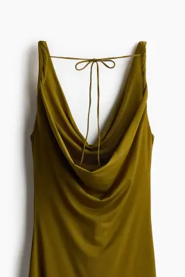 Robe en jersey à effet drapé - Vert olive — photo 1