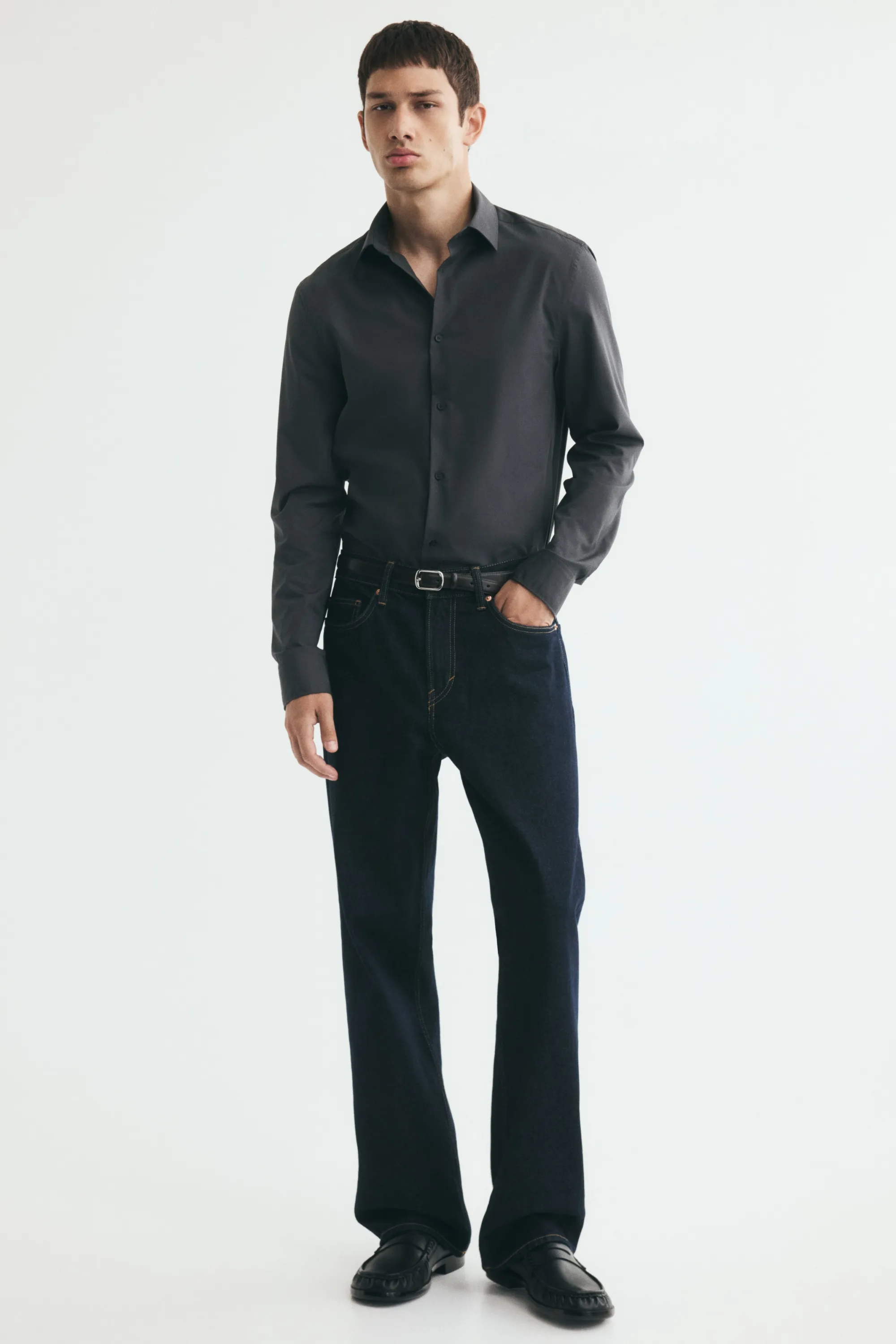 Chemise Slim Fit repassage facile - Gris foncé