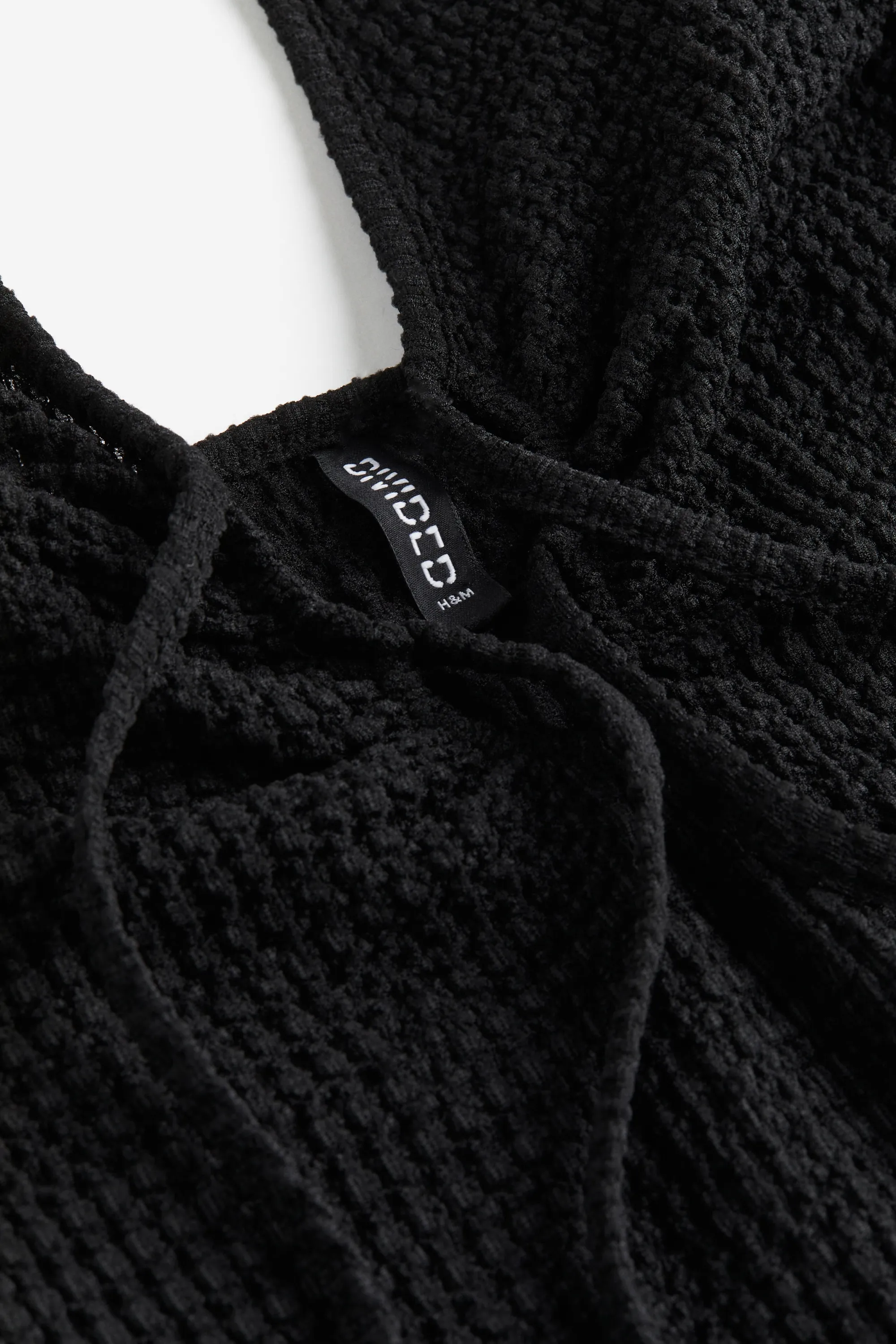 Robe en maille texturée avec détail à nouer - Noir