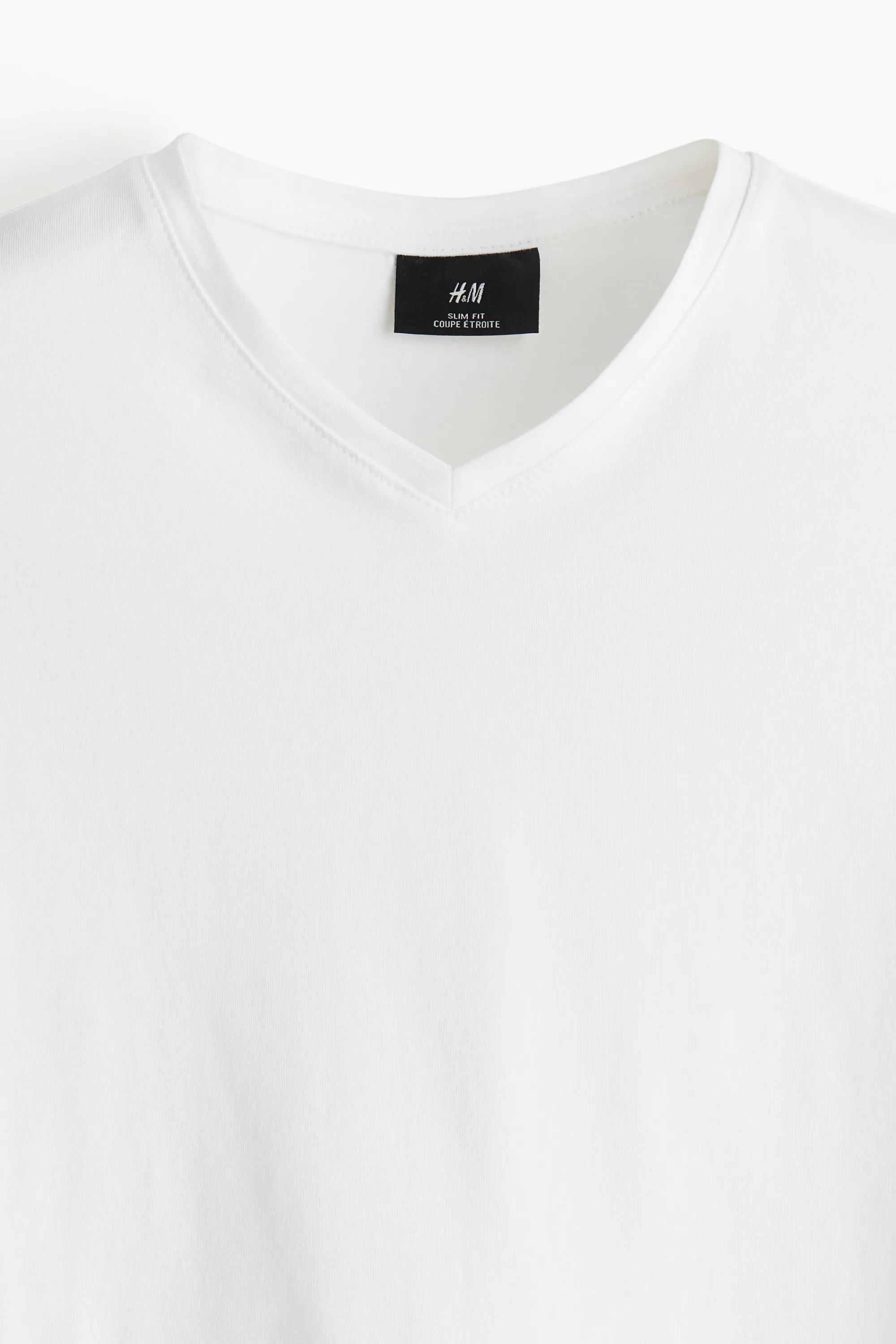 T-shirt Slim Fit à encolure en V - Blanc