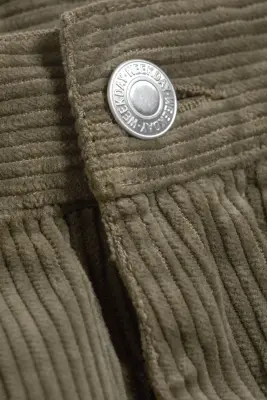 Pantalon baggy plissé en velours côtelé - Vert kaki — photo 4