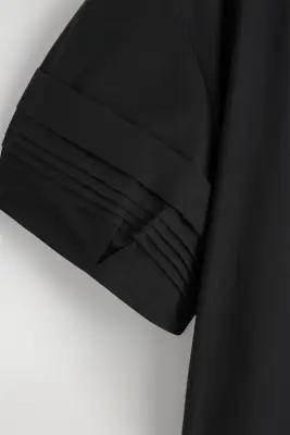 ROBE COURTE NERVURÉE EN COTON - NOIR — photo 5