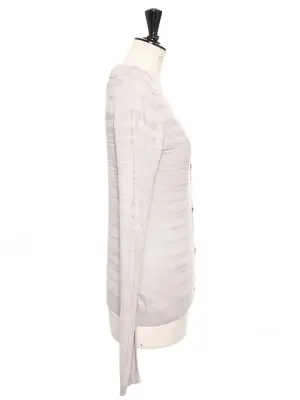 Gilet en soie et coton gris rose et boutons dorés Prix boutique 700€ Taille 36 — photo 5