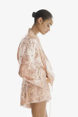 Short à taille élastique - Rose pâle/motif cachemire — photo 1