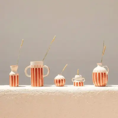 Bougeoir Menorca - rayure rosé et terracotta — photo 5