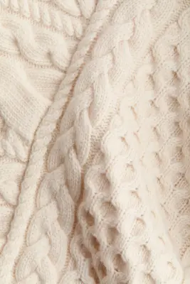 Pull à épaulettes en maille torsadée - Crème — photo 4