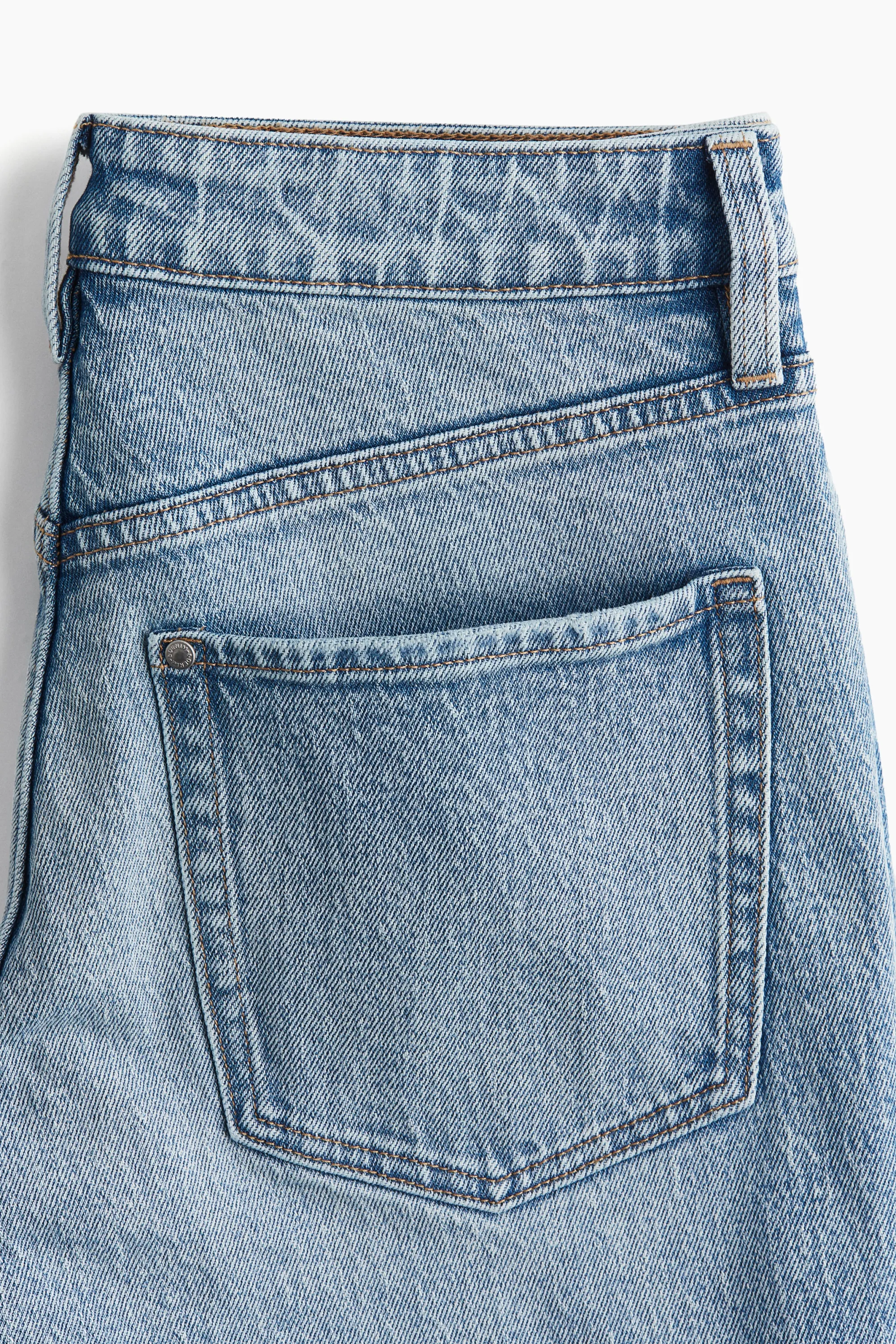 Slim Straight High Ankle Jeans - Bleu denim clair