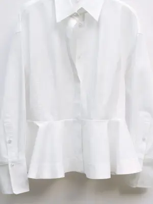 Chemise péplum en coton - Blanc — photo 4