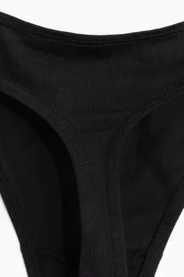 Lot de 10 culottes Thong en coton - Noir — photo 3