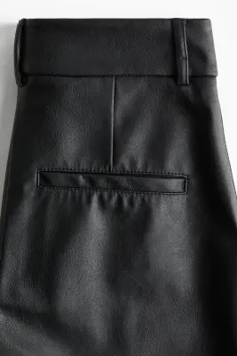 Pantalon évasé en tissu enduit - Noir — photo 4
