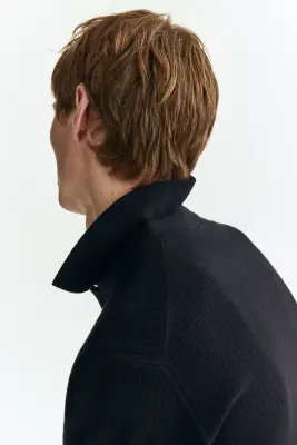 Polo Regular Fit en maille texturée - Bleu marine — photo 4