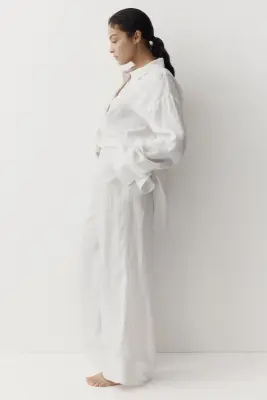 Pantalon large en lin - Blanc — photo 2