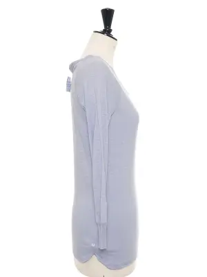 Top manches longues col rond en lin bleu mauve Taille S — photo 3