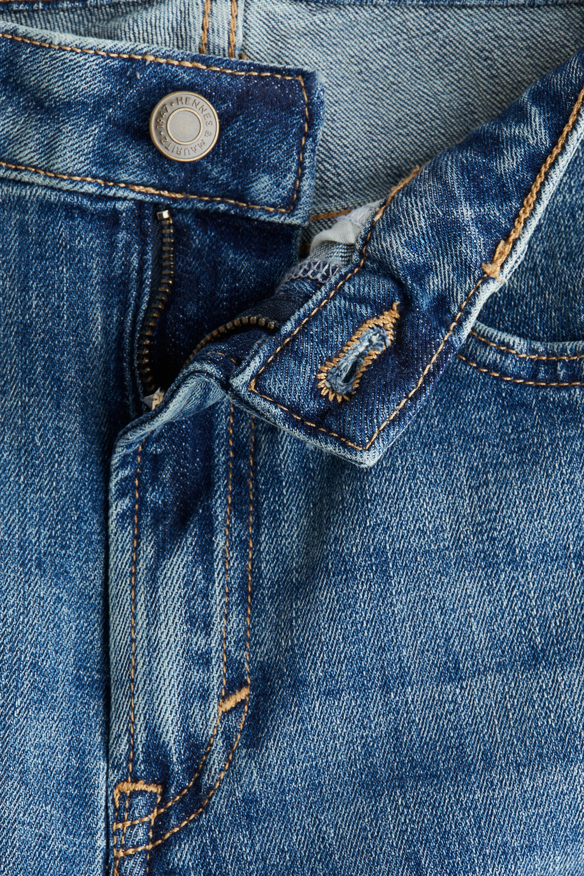 Slim Straight High Jeans - Bleu denim