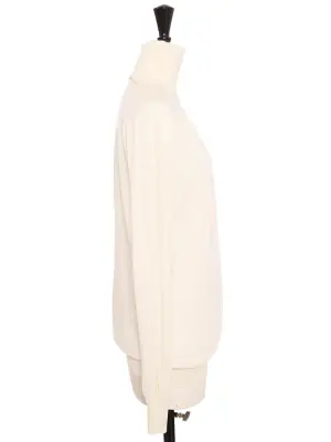 Pull col roulé en maille fine de laine blanc crème Prix boutique 1000€ Taille M — photo 4