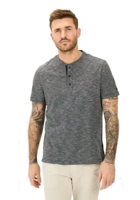 CAMEL ACTIVE TEE SHIRT BOUTONS RAYE Marine — photo 3