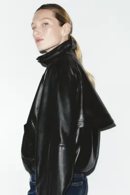 Veste oversize en cuir - Noir — photo 5
