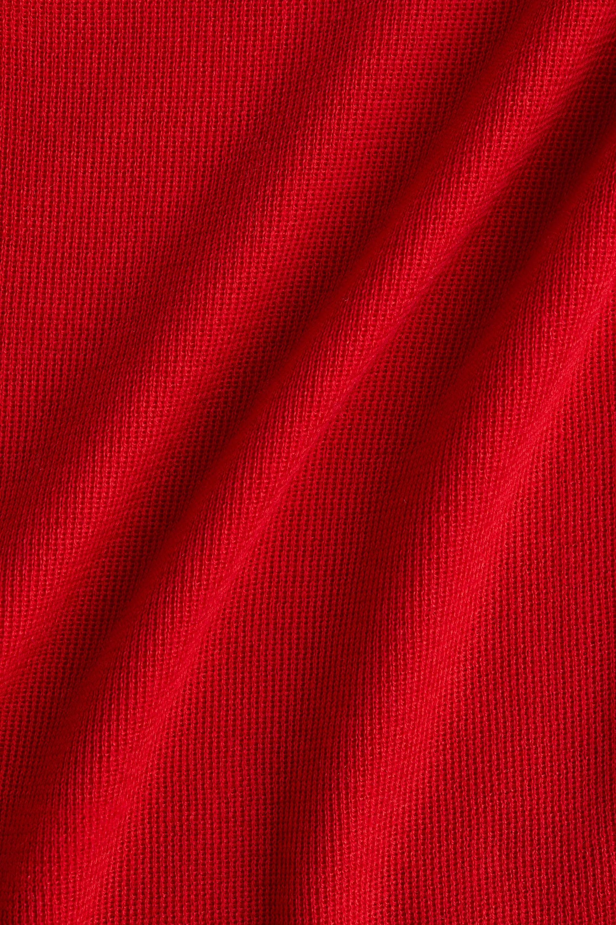 Top en maille fine avec col cheminée - Rouge