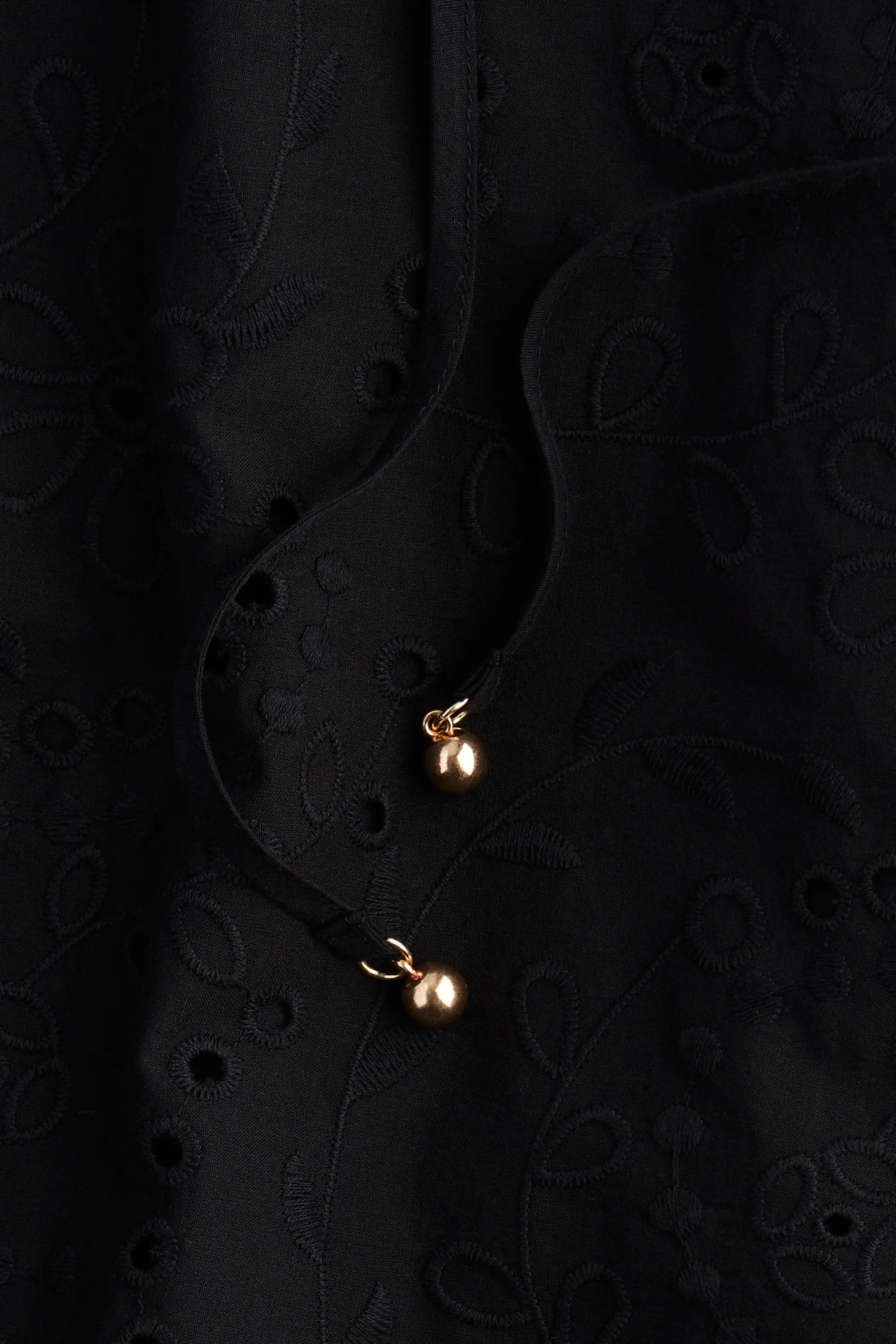 Robe en broderie anglaise avec ceinture à nouer - Noir