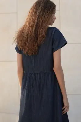 Robe maxi en denim - Bleu denim foncé — photo 3