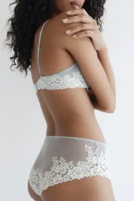 Lot de 2 culottes Hipster en dentelle - Bleu clair/crème — photo 3