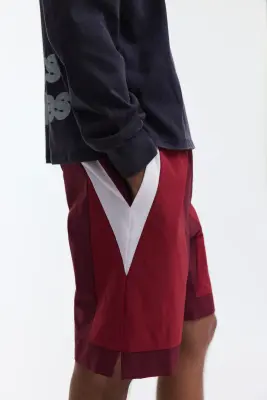 Short de survêtement Loose Fit - Bordeaux/color block — photo 2