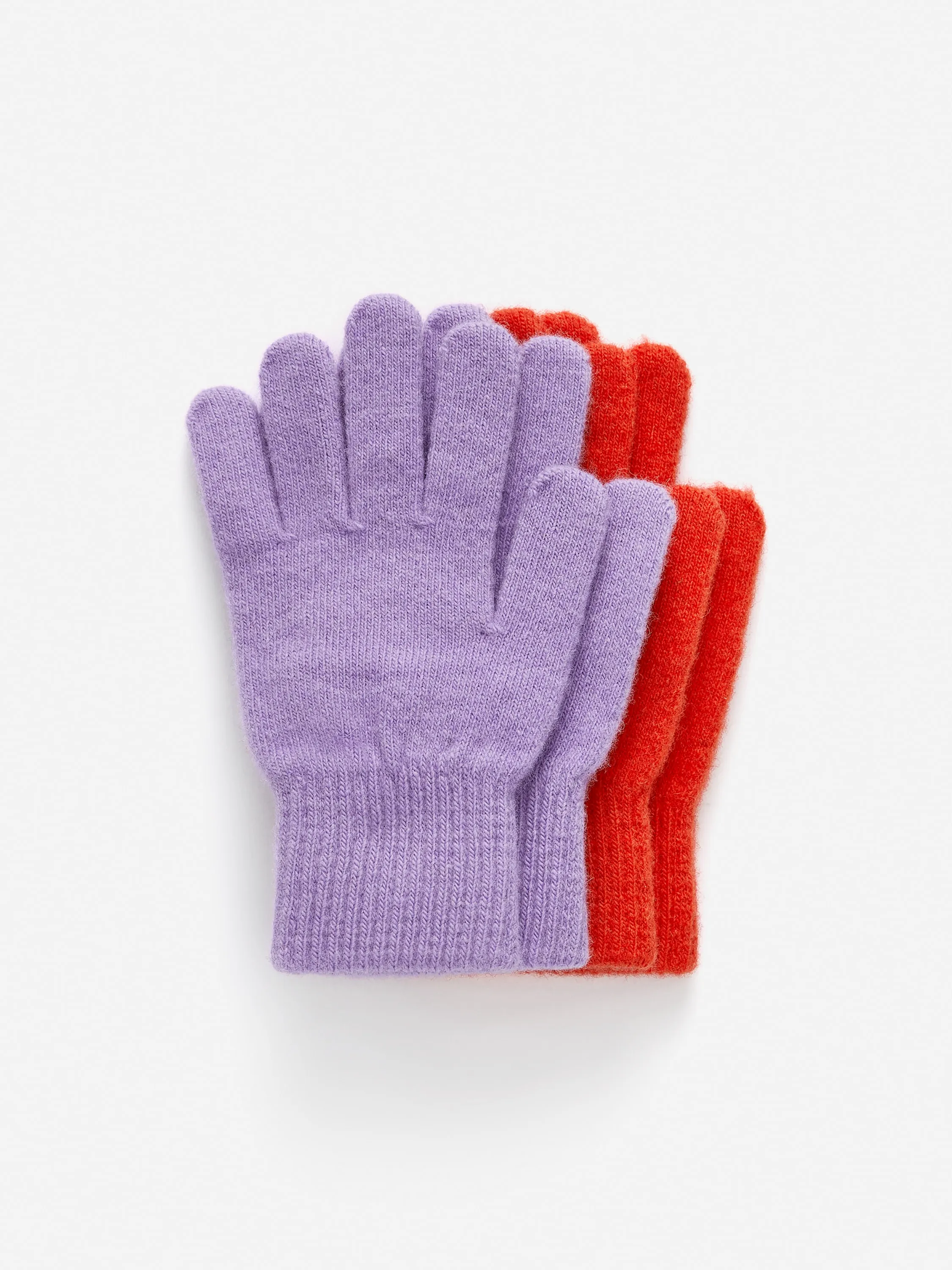Gants en laine, lot de 2 paires - Mauve/Rouge