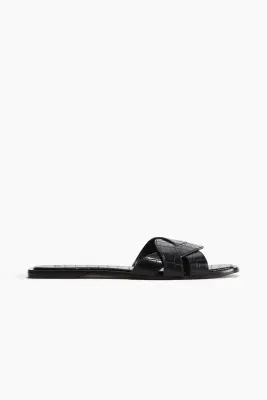 Sandales tressées - Noir/motif croco — photo 2