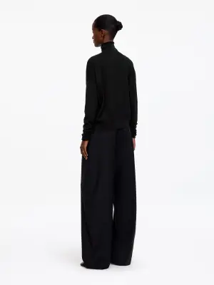 Pull col roulé en laine mérinos - Noir — photo 2