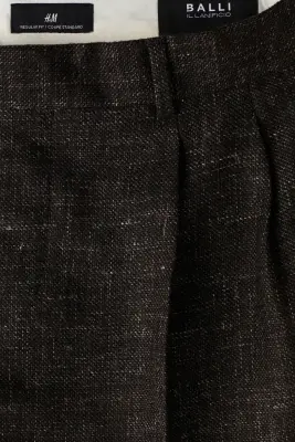 Pantalon de costume Regular Fit en laine mélangée - Marron foncé — photo 2