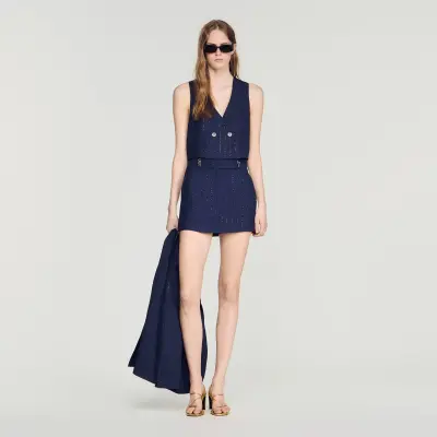 Jupe short à rayures sequins