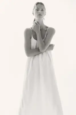 Robe sans fermeture en lin mélangé - Crème — photo 2