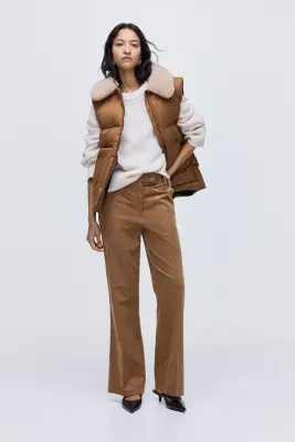 Pantalon bootcut en velours côtelé - Beige foncé — photo 3