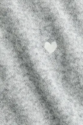 Pull col roulé - Gris clair chiné/cœur — photo 3