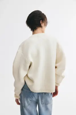 Gilet en laine mélangée avec poches - Crème — photo 3