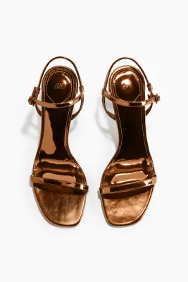 Sandales à talon avec brides fines - Bronze — photo 2