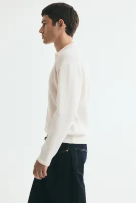 Polo Relaxed Fit en maille - Crème — photo 4