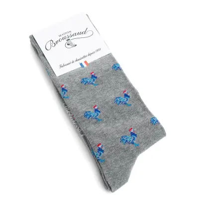 Chaussettes "coqs" gris clair — photo 4