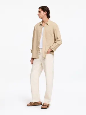 Chemise décontractée en sergé de coton - Beige — photo 2