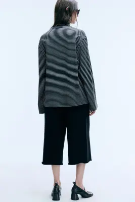T-shirt oversize graphique manches longues - Gris foncé — photo 3