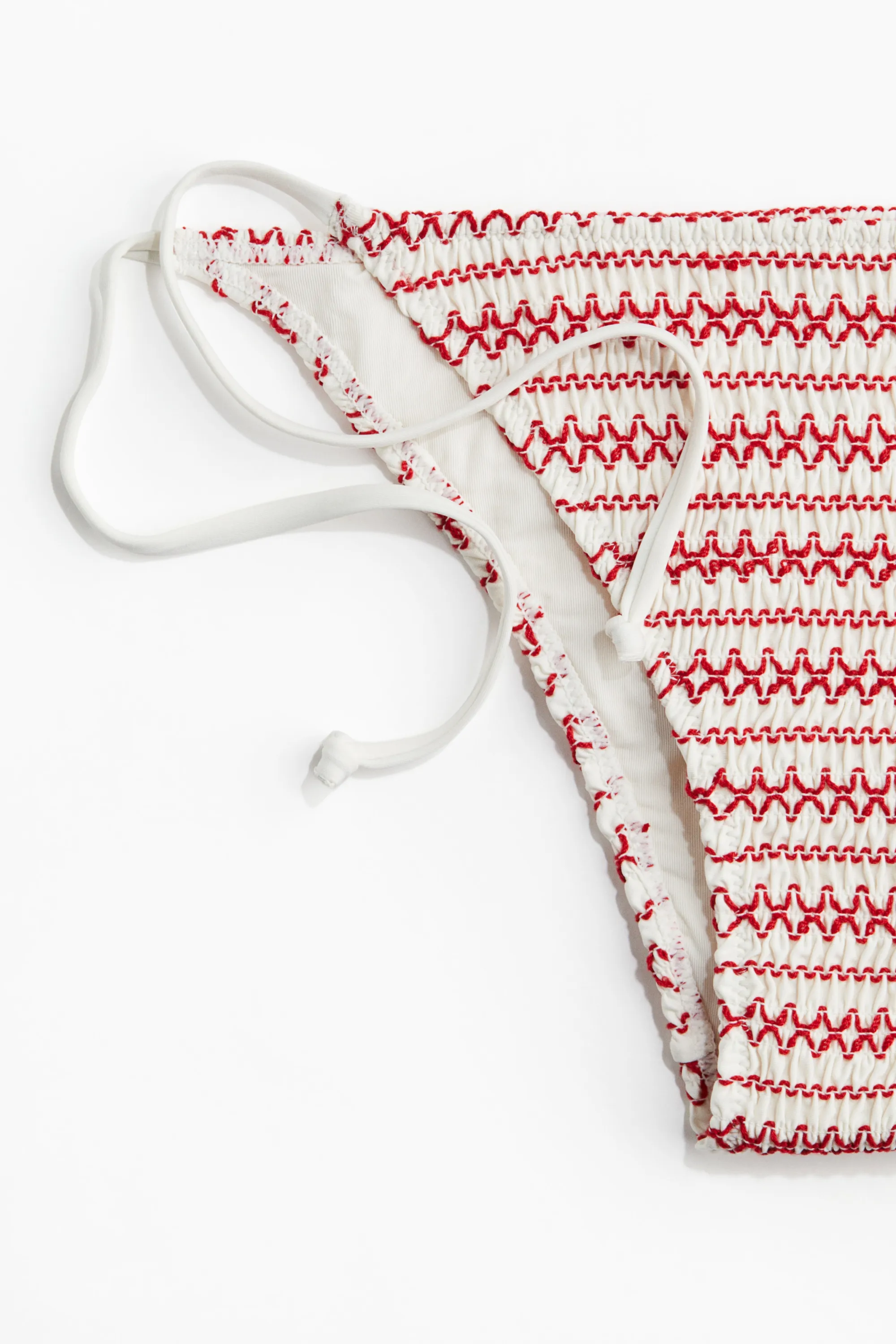 Bas de maillot Tanga à nouer - Blanc/rouge