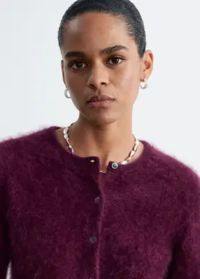 Cardigan en cachemire brossé - Rouge foncé — photo 2