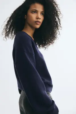 Pull à encolure en V - Bleu marine — photo 1