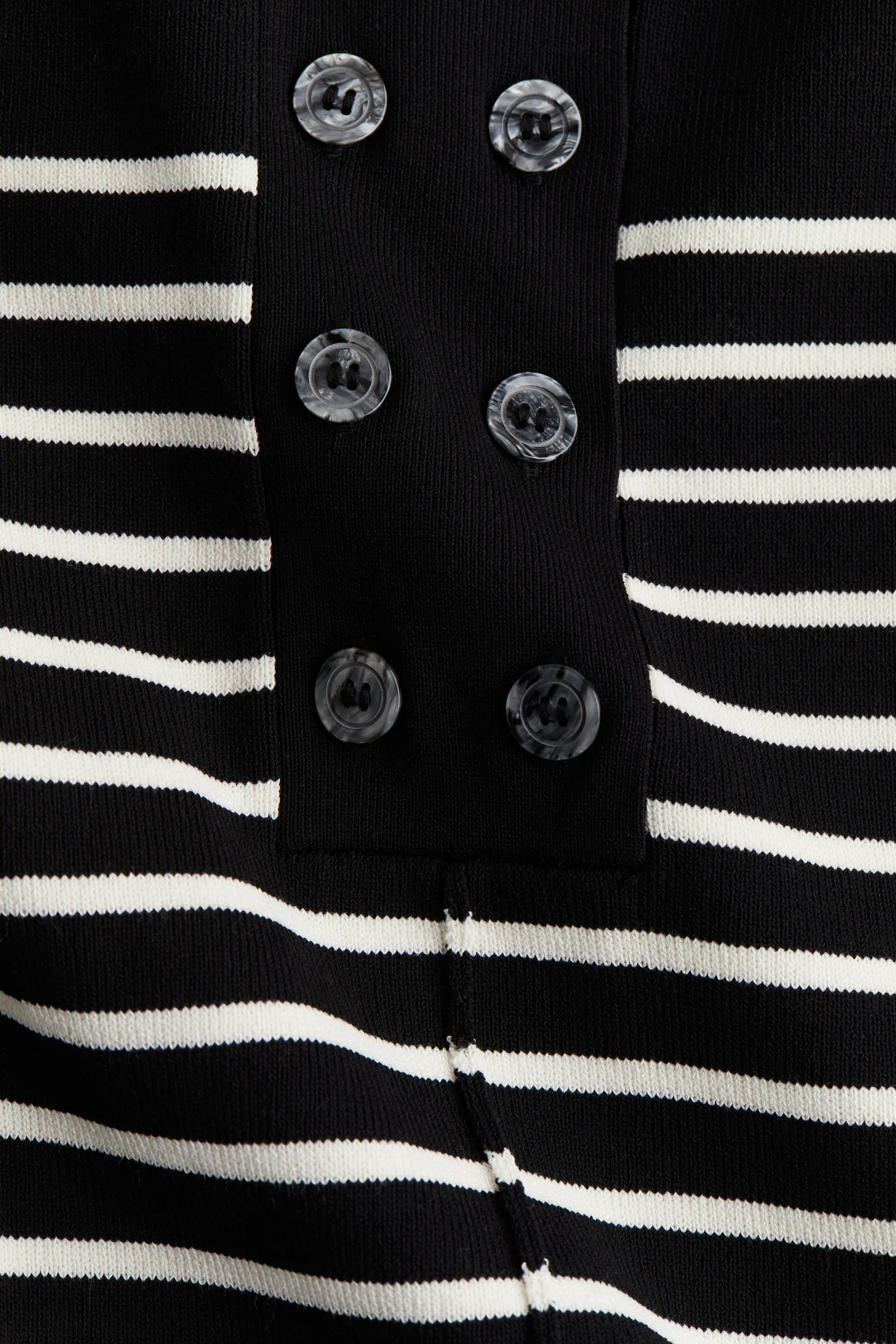 Robe longue en maille côtelée - Noir/rayures blanches
