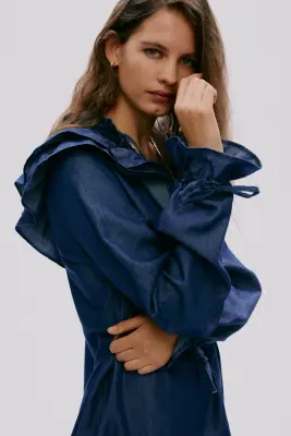 Robe volantée en denim - Bleu denim foncé — photo 3