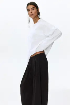 Pantalon à cordon en jersey - Marron foncé — photo 3