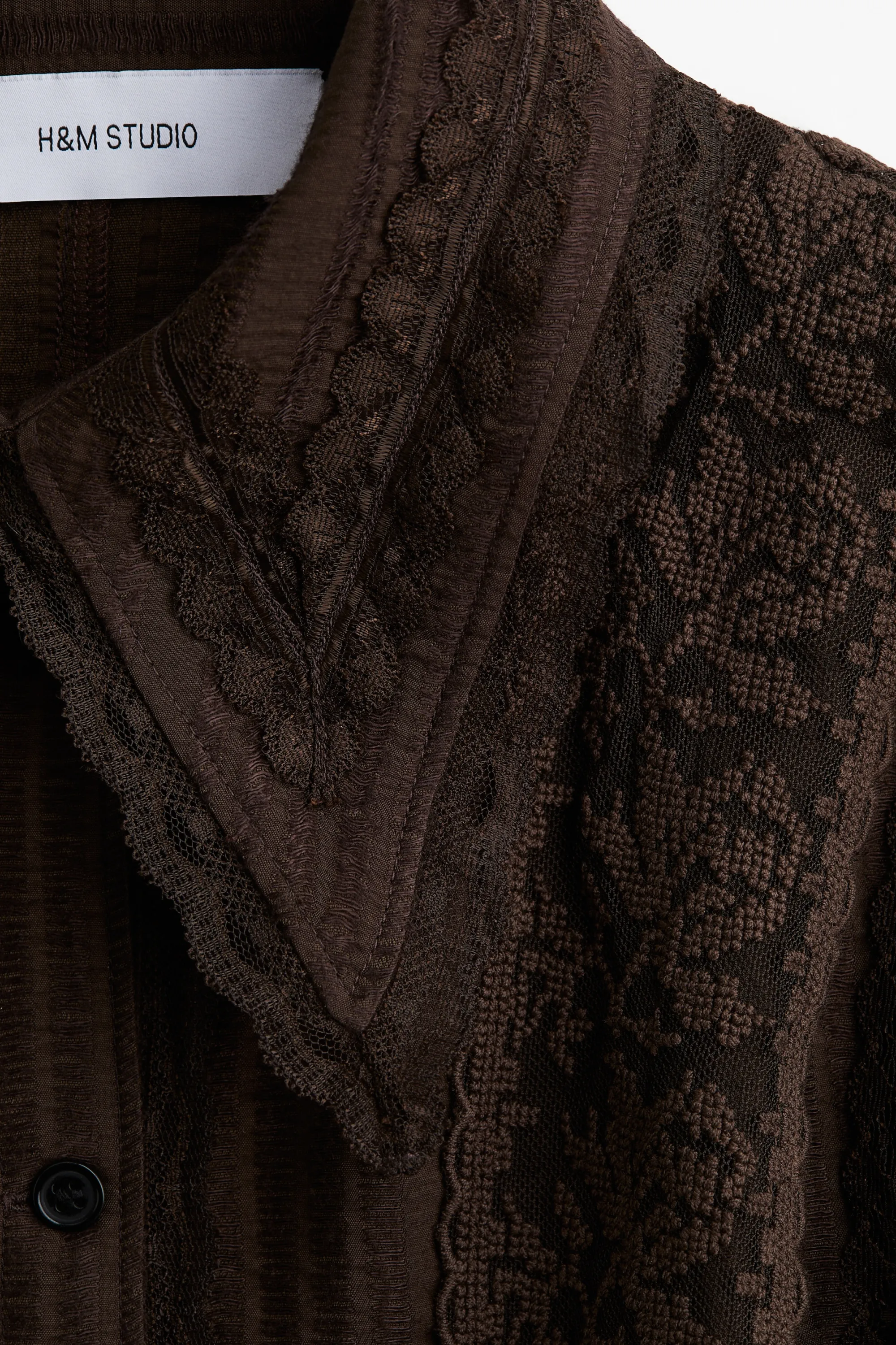 Robe chemise avec dentelle - Marron foncé
