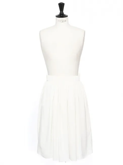 Jupe midi taille haute en soie drapée blanche Prix boutique 900€ Taille 36
