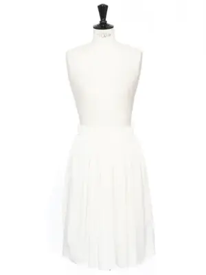 Jupe midi taille haute en soie drapée blanche Prix boutique 900€ Taille 36 — photo 1
